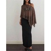 image:imageMakeMeChic Ponchos for Women Sheer Poncho Sweater Shawl Wraps CoverupBrown Sheer