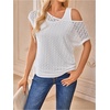 image:imageMakeMeChic Womens 2 in 1 Tee Shirt Short Sleeve Contrast Lace Asymmetrical Neck Summer TopWhite
