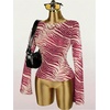 image:imageMakeMeChic Womens Animal Print Top Zebra Print Mesh Long Sleeve T Shirts Y2K Going Out Tops Concert OutfitsRed