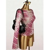 image:imageMakeMeChic Womens Animal Print Top Zebra Print Mesh Long Sleeve T Shirts Y2K Going Out Tops Concert OutfitsRed