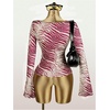 image:imageMakeMeChic Womens Animal Print Top Zebra Print Mesh Long Sleeve T Shirts Y2K Going Out Tops Concert OutfitsRed