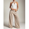 image:imageMakeMeChic Womens Backless Halter Crop Tops Metal Ruched Sleeveless Fitted Going Out TopWhite