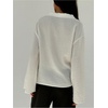 image:imageMakeMeChic Womens Blouse Bell Sleeve V Neck Mesh Twist Front Collared Work Dressy Shirt TopsWhite