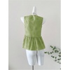 image:imageMakeMeChic Womens Boho Top Bow Tie Front Blouse Eyelet Embroidery V Neck Shirt Ruffle Hem Sleeveless Summer TopsMint Green