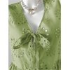 image:imageMakeMeChic Womens Boho Top Bow Tie Front Blouse Eyelet Embroidery V Neck Shirt Ruffle Hem Sleeveless Summer TopsMint Green
