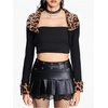 image:imageMakeMeChic Womens Cheetah Print Tops Y2K Fall Cardigan Fuzzy Shrugs Open Front Long Sleeve Crop TopsBlack