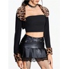 image:imageMakeMeChic Womens Cheetah Print Tops Y2K Fall Cardigan Fuzzy Shrugs Open Front Long Sleeve Crop TopsBlack