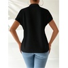 image:imageMakeMeChic Womens Chinese Shirts Summer Cheongsam Tops Mock Neck Buckle Short Sleeve BlouseBlack