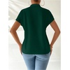 image:imageMakeMeChic Womens Chinese Shirts Summer Cheongsam Tops Mock Neck Buckle Short Sleeve BlouseDark Green