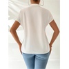 image:imageMakeMeChic Womens Chinese Shirts Summer Cheongsam Tops Mock Neck Buckle Short Sleeve BlouseWhite