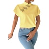 image:imageMakeMeChic Womens Chinese Shirts Summer Cheongsam Tops Mock Neck Buckle Short Sleeve BlouseYellow