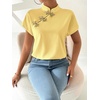image:imageMakeMeChic Womens Chinese Shirts Summer Cheongsam Tops Mock Neck Buckle Short Sleeve BlouseYellow