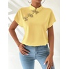 image:imageMakeMeChic Womens Chinese Shirts Summer Cheongsam Tops Mock Neck Buckle Short Sleeve BlouseYellow