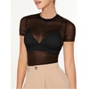 image:imageMakeMeChic Womens Concert Outfits Summer Mesh Sheer Shirts Short Sleeve See Through Black Top BlouseBlack