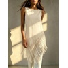 image:imageMakeMeChic Womens Crew Neck Fringe Hem Blouse Sleeveless Keyhole Back Fall Dressy Tank TopsBeige