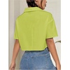 image:imageMakeMeChic Womens Cropped Button Up Shirt Short Sleeve Collar Shirts Blouse Crop TopsGreen