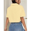 image:imageMakeMeChic Womens Cropped Button Up Shirt Short Sleeve Collar Shirts Blouse Crop TopsMustard Yellow