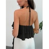 image:imageMakeMeChic Womens Cute Summer Ruffle Halter Crop Tank Top Layered Flowy Y2k Going Out TopsBlack