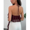 image:imageMakeMeChic Womens Cute Summer Ruffle Halter Crop Tank Top Layered Flowy Y2k Going Out TopsBrown
