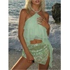 image:imageMakeMeChic Womens Cute Summer Ruffle Halter Crop Tank Top Layered Flowy Y2k Going Out TopsGreen
