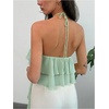 image:imageMakeMeChic Womens Cute Summer Ruffle Halter Crop Tank Top Layered Flowy Y2k Going Out TopsGreen