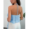 image:imageMakeMeChic Womens Cute Summer Ruffle Halter Crop Tank Top Layered Flowy Y2k Going Out TopsLight Blue