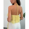image:imageMakeMeChic Womens Cute Summer Ruffle Halter Crop Tank Top Layered Flowy Y2k Going Out TopsLight Yellow
