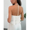 image:imageMakeMeChic Womens Cute Summer Ruffle Halter Crop Tank Top Layered Flowy Y2k Going Out TopsWhite