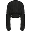 image:imageMakeMeChic Womens Deep V Neck Lantern Sleeve Crop Blouse Ruffle TopsBlack