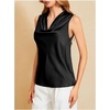 image:imageMakeMeChic Womens Draped Cowl Neck Tops Satin Tank Tops Silk Office Work Shirts Summer BlousesBlack a