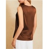 image:imageMakeMeChic Womens Draped Cowl Neck Tops Satin Tank Tops Silk Office Work Shirts Summer BlousesBrown B
