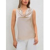 image:imageMakeMeChic Womens Draped Cowl Neck Tops Satin Tank Tops Silk Office Work Shirts Summer BlousesBrown a