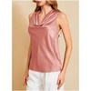 image:imageMakeMeChic Womens Draped Cowl Neck Tops Satin Tank Tops Silk Office Work Shirts Summer BlousesDusty Pink a