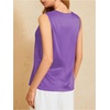 image:imageMakeMeChic Womens Draped Cowl Neck Tops Satin Tank Tops Silk Office Work Shirts Summer BlousesPurple