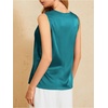 image:imageMakeMeChic Womens Draped Cowl Neck Tops Satin Tank Tops Silk Office Work Shirts Summer BlousesTeal Blue