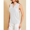 image:imageMakeMeChic Womens Draped Cowl Neck Tops Satin Tank Tops Silk Office Work Shirts Summer BlousesWhite a