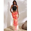 image:imageMakeMeChic Womens Draped Neck Halter Top 3D Floral Backless Sleeveless Summer Beach Vacation Crop Tank TopsBlack