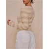 image:imageMakeMeChic Womens Elegant Boat Neck Sweater Tie Long Sleeve Knit Pullover TopsApricot