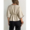 image:imageMakeMeChic Womens Elegant Peplum Tops V Neck Dolman Sleeve Smocked Dressy BlouseApricot