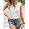 image:imageMakeMeChic Womens Eyelet Lace Blouse Tops Embroidery Sleeveless V Neck Blouses ShirtWhite