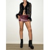 image:imageMakeMeChic Womens Faux Fur Fuzzy Long Sleeve Top Mesh Lace Open Front Y2K Tee ShirtsBlack