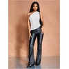 image:imageMakeMeChic Womens Faux Leather Top Y2k One Shoulder Sleeveless Asymmetrical Ruched Tops Concert Club OutfitsApricot