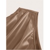 image:imageMakeMeChic Womens Faux Leather Top Y2k One Shoulder Sleeveless Asymmetrical Ruched Tops Concert Club OutfitsKhaki