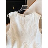 image:imageMakeMeChic Womens Floral Blouse Eyelet Embroidery Sleeveless Crew Neck Boho Dressy Shirt TopsWhite