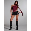 image:imageMakeMeChic Womens Floral Lace One Shoulder Tank Top Ruched Sleeveless Y2k Tops with ScarfDark Red N