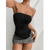 image:imageMakeMeChic Womens Floral Lace Strapless Tube Top Ruched Backless Y2k Bandeau TopsBlack