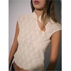 image:imageMakeMeChic Womens Floral Lace Tank Crop Tops Cap Sleeve Mandarin Collar Cheongsam TopBeige