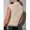 image:imageMakeMeChic Womens Floral Lace Tank Crop Tops Cap Sleeve Mandarin Collar Cheongsam TopBeige