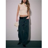 image:imageMakeMeChic Womens Floral Lace Tank Crop Tops Cap Sleeve Mandarin Collar Cheongsam TopBeige