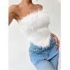 image:imageMakeMeChic Womens Fur Tops Concert Fuzzy Crop White Tube Tops Y2K Bandeau OutfitWhite